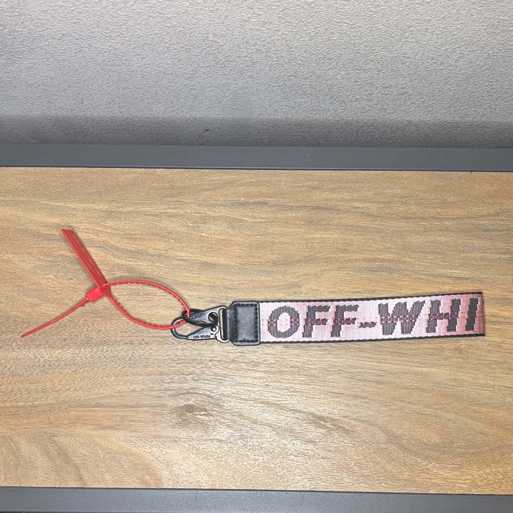 Off-White Pink and Red Logo Wrist Key Loop